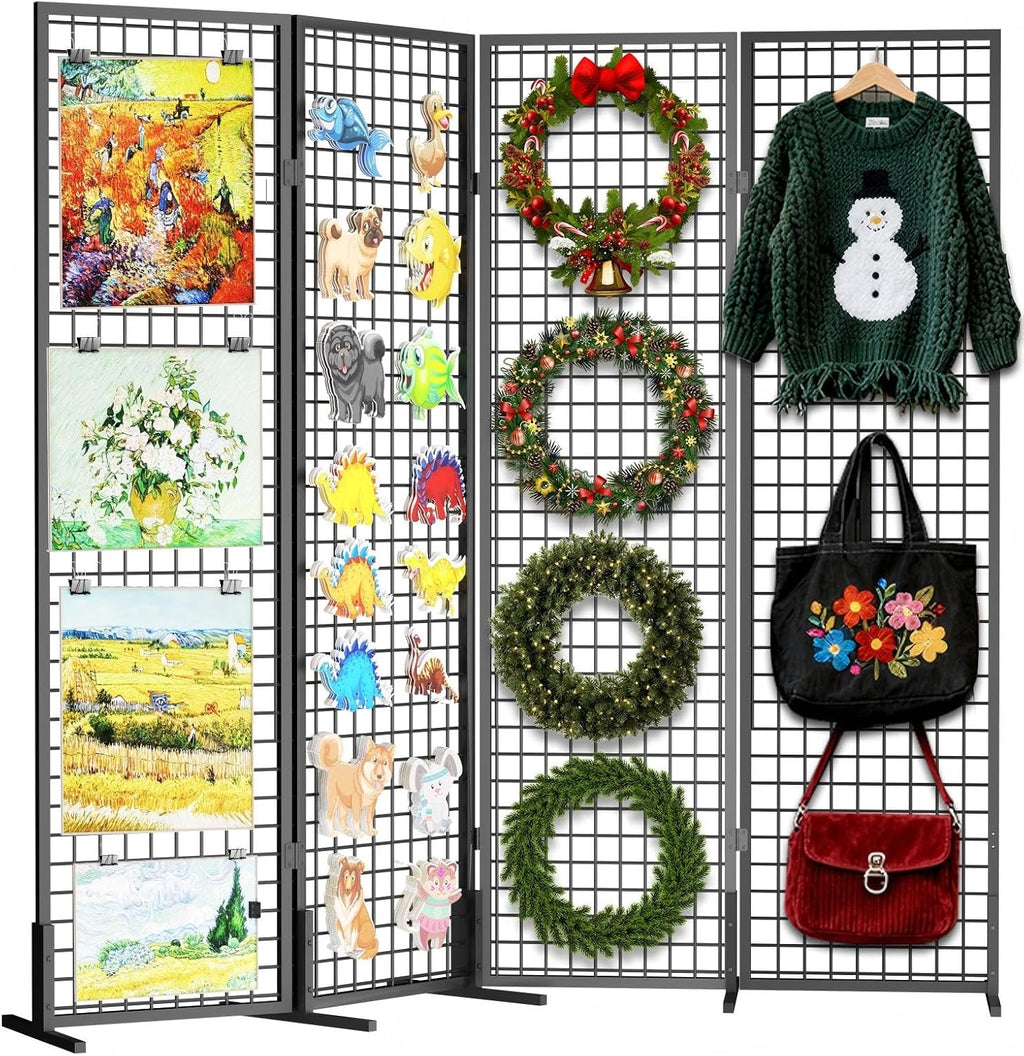 Grid Wall Panels Foldable Gridwall Panel Display Stand Art Show Display Panels for Vendor Events Craft Shows Merch Display