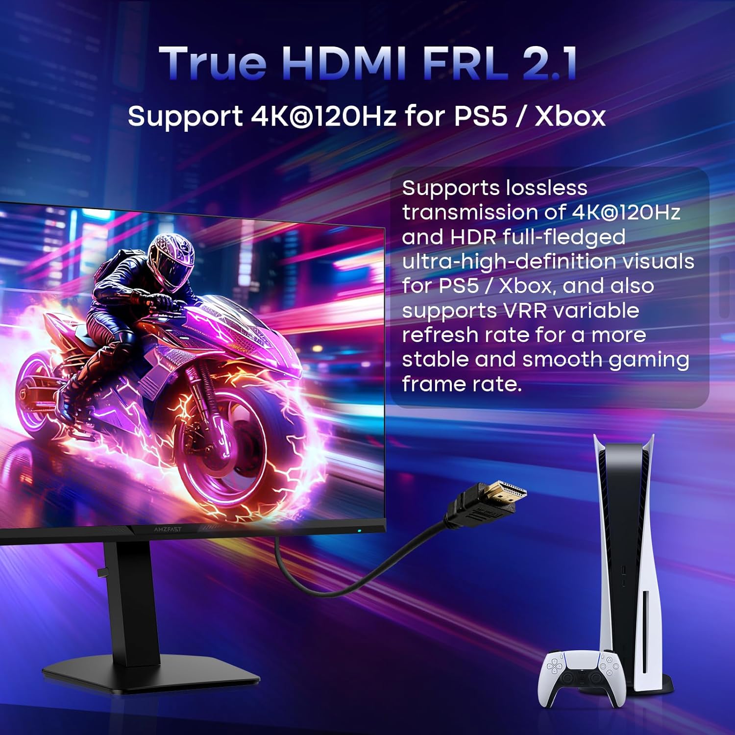 Amzfast 27’‘ 4K Gaming Monitor HDR 400, UHD 160Hz 144Hz | FHD 320Hz 300Hz Dual Mode PC Monitor, Built-in Speakers 1ms Fast IPS, 126% sRGB PIP/PBP, 2* HDMI 2.1 & 2* DP 1.4 VESA (HDMI DP Dual Cables)