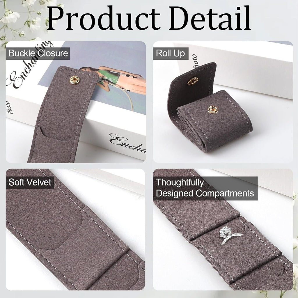 logohu 3Pcs Mini Travel Jewelry Bag Foldable, Small Travel Jewelry Case with Buckle, Portable Velvet Jewelrys Organizer for Necklace Ring Earring Bracelet