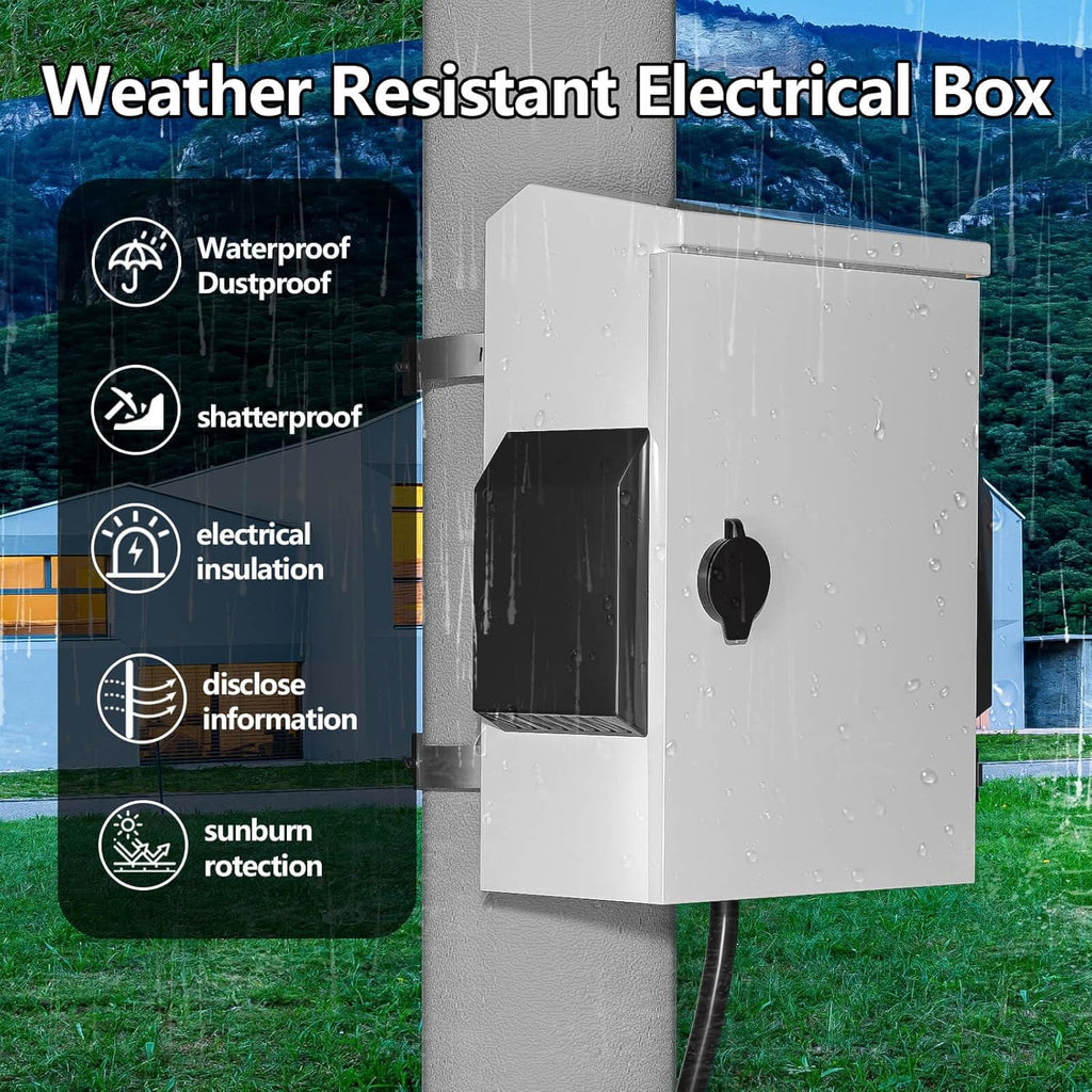 Outdoor Electrical Box with Thermostat and Fan, Cold-Rolled Steel Plate, Aluminum Alloy Back Beam, One-Piece Ventilation Design, IP65 Waterproof, Wall/Pole Mounted. (15.7" x 11.8" x 5.9")