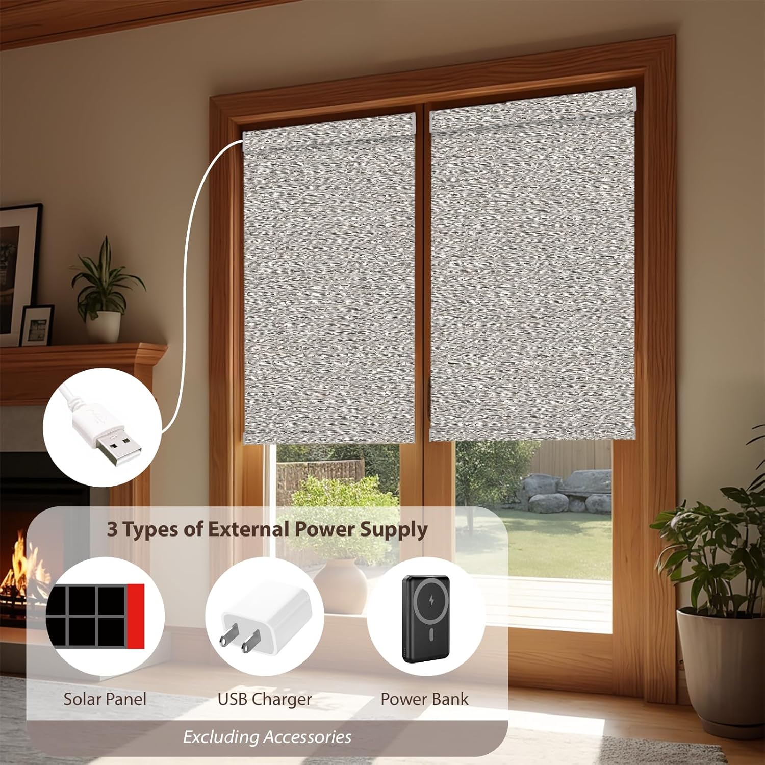 Motorized Roller Blinds with Remote, 100% Blackout Automatic Roller Shades for Bedroom, Bathroom, and Living Room, Customized Size, Pebble Grey Beige