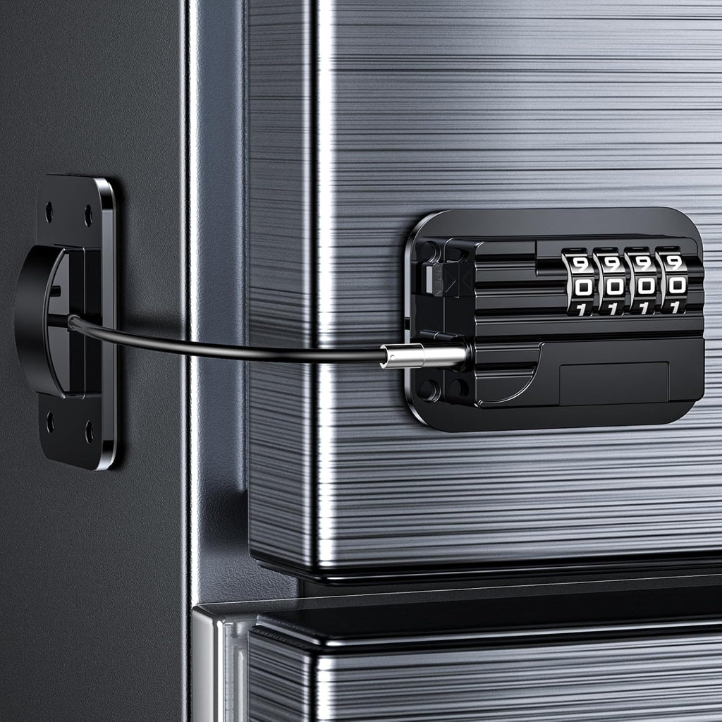 Upgraded Refrigerator Combination Locks- Changeable Password Fridge Locks for Kids, Toddlers and Children, Child & Baby Proofing Safety Door Lock for Cabinet and Drawers Windows (Black-1 Pack)