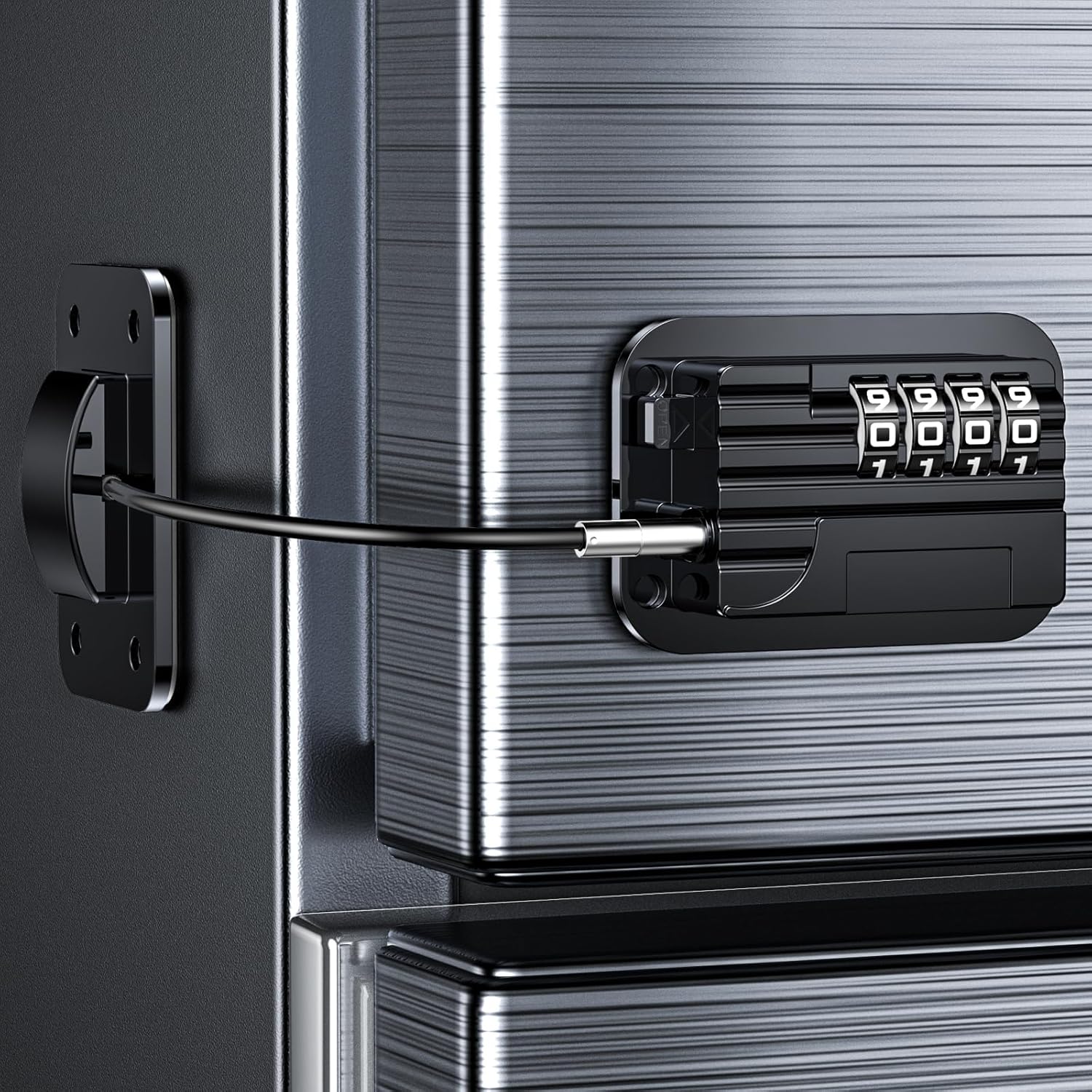 Upgraded Refrigerator Combination Locks- Changeable Password Fridge Locks for Kids, Toddlers and Children, Child & Baby Proofing Safety Door Lock for Cabinet and Drawers Windows (Black-1 Pack)