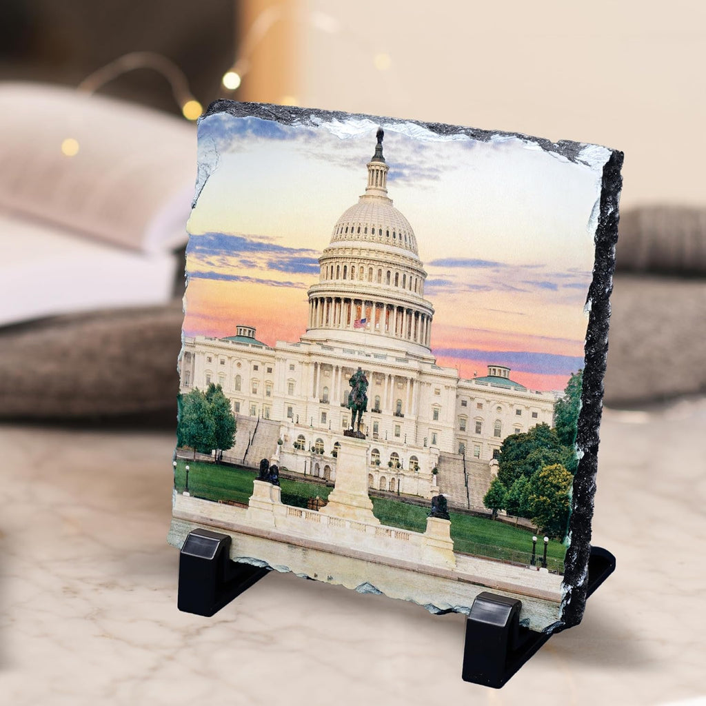 ArtPix 3D Christmas Personalized Slate Plate, Customized Xmas Photo Print Stone, Custom Picture Gift for Wife, Women, Family, Her, Him, Rock Slate Plaque Frame (Medium)
