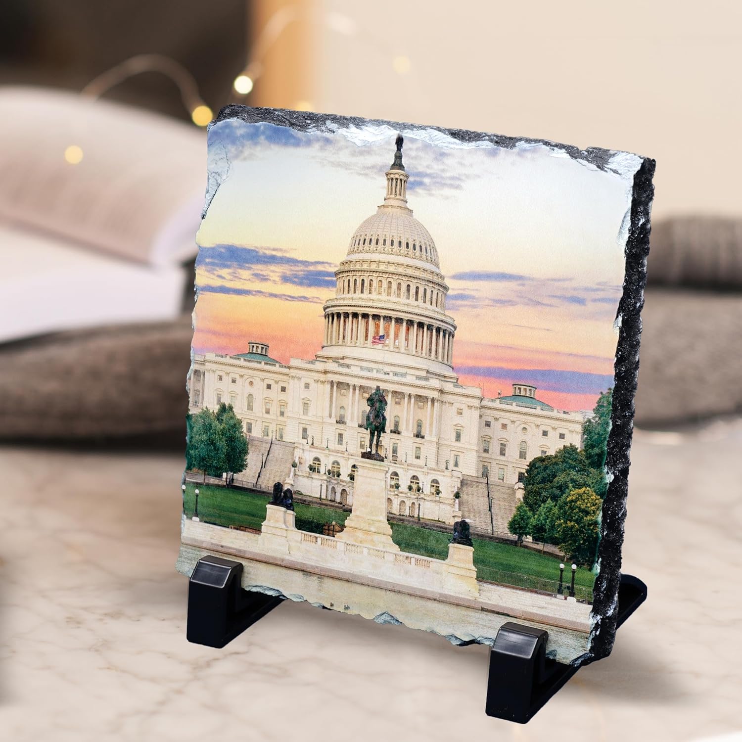 ArtPix 3D Christmas Personalized Slate Plate, Customized Xmas Photo Print Stone, Custom Picture Gift for Wife, Women, Family, Her, Him, Rock Slate Plaque Frame(Small)