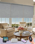 Graywind Smart Coupled Roller Shades Compatible with Alexa Google Custom Size Extra Large Motorized Blinds for Windows(Cloudy Grey)