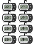 Frienda 8 Pack Black Digital Fridge Thermometer Waterproof Refrigerator and Freezer Room Max/min Record Function LCD Screen Refrigerator Thermometer with Hook and Magnetic Back for Home
