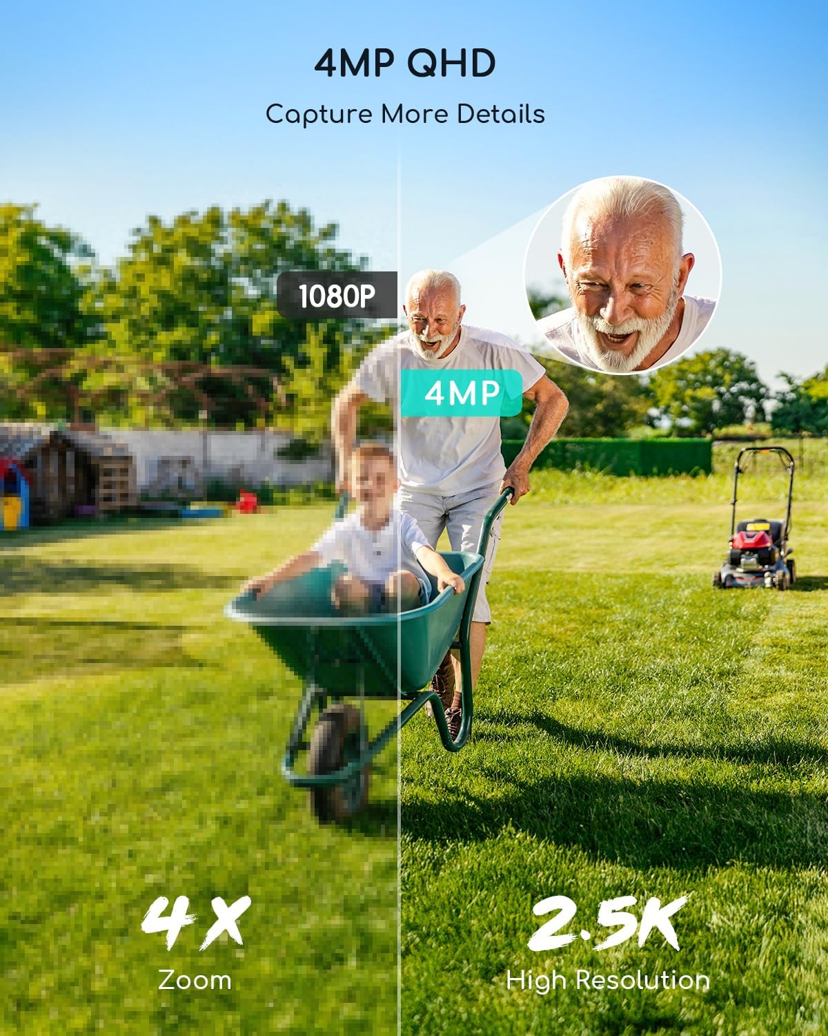 COOAU Solar Security Cameras Wireless Outdoor, 2 Cam-Kit, 4MP Cameras for Home Security System, 360° Pan & Tilt, Color Night Vision, Motion Detection, No Monthly Fee, Siren Alarm, IP66,64GB Card