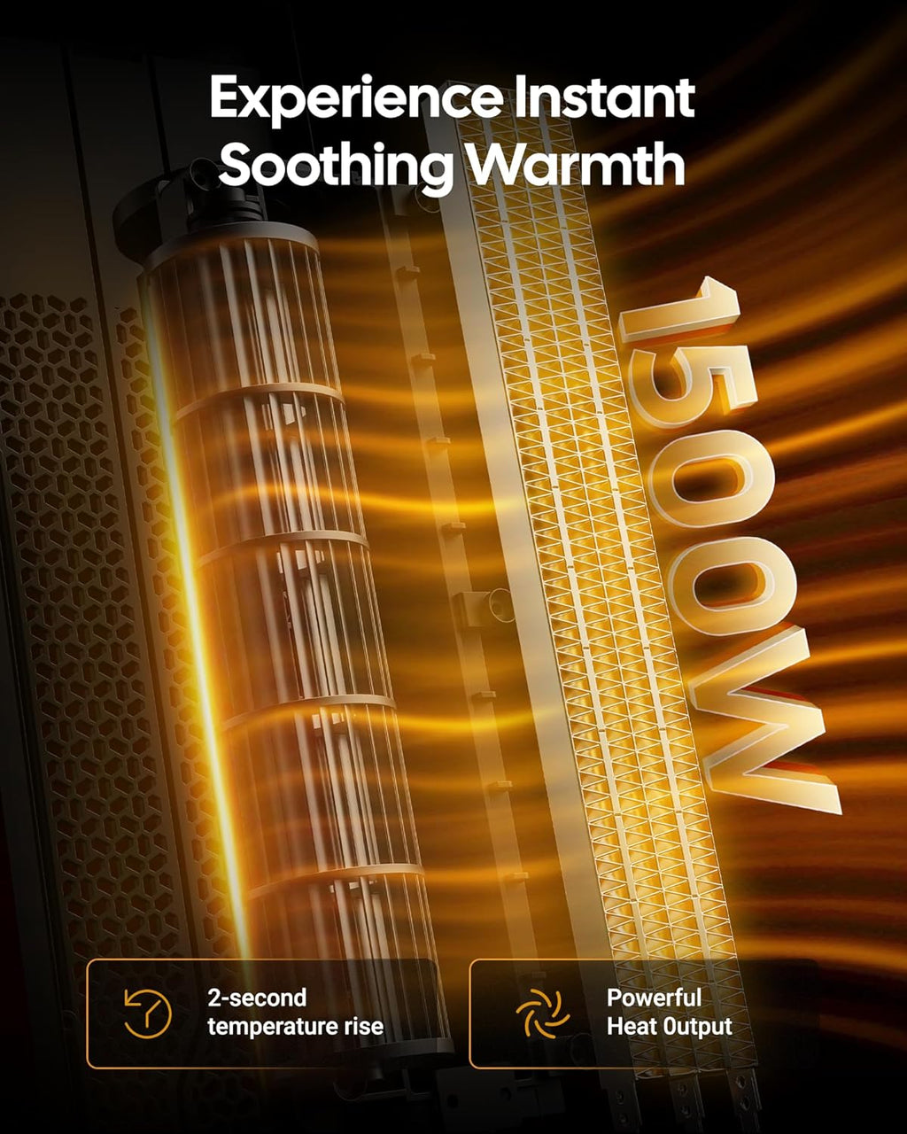 Electric Heaters for Indoor Use, 32” Space Heater Large Room with Remote, 120° Oscillation, 5 Heat Levels, 3 Modes, Multiple Safety Protections, 1500W Ceramic Tower Heater for Bedroom, Silver