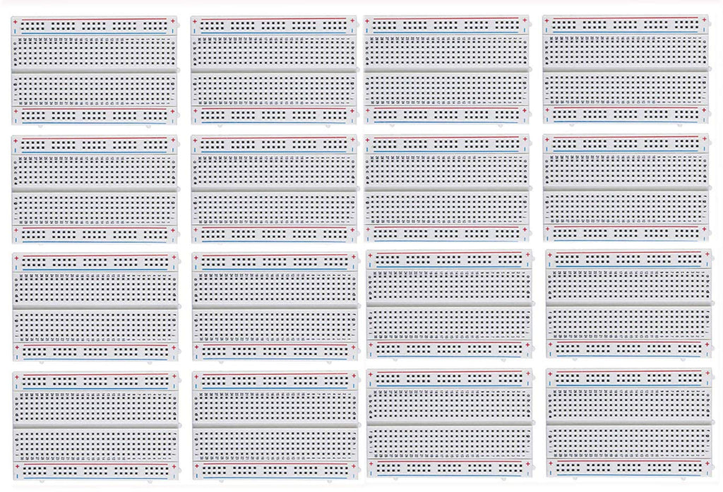 MCIGICM 16Pcs Breadboard 400 Tie Point Solderless Prototype PCB Board Protoboard for Arduino DIY