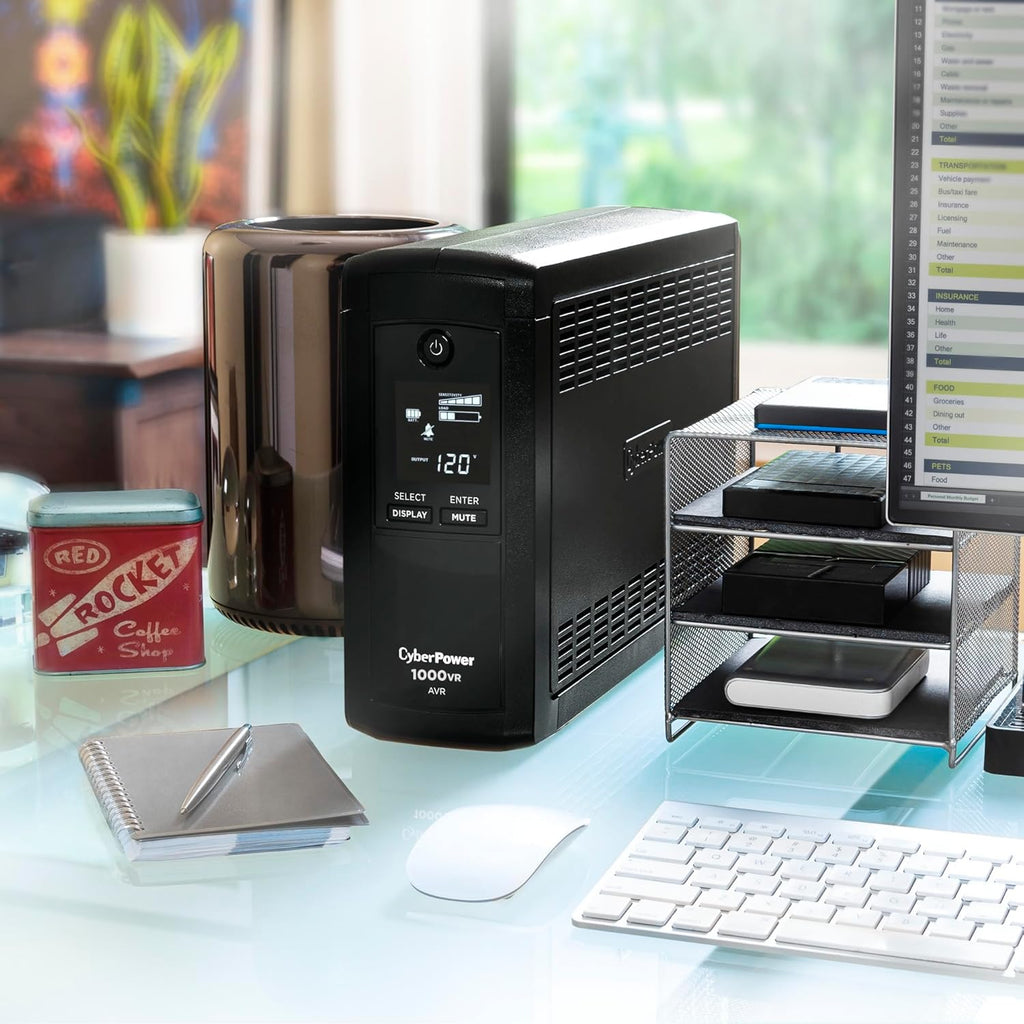 CyberPower CP1000AVRLCD Intelligent LCD UPS Battery Backup and Surge Protector, 1000VA/600W, 9 Outlets, AVR, Mini-Tower, UL Certified