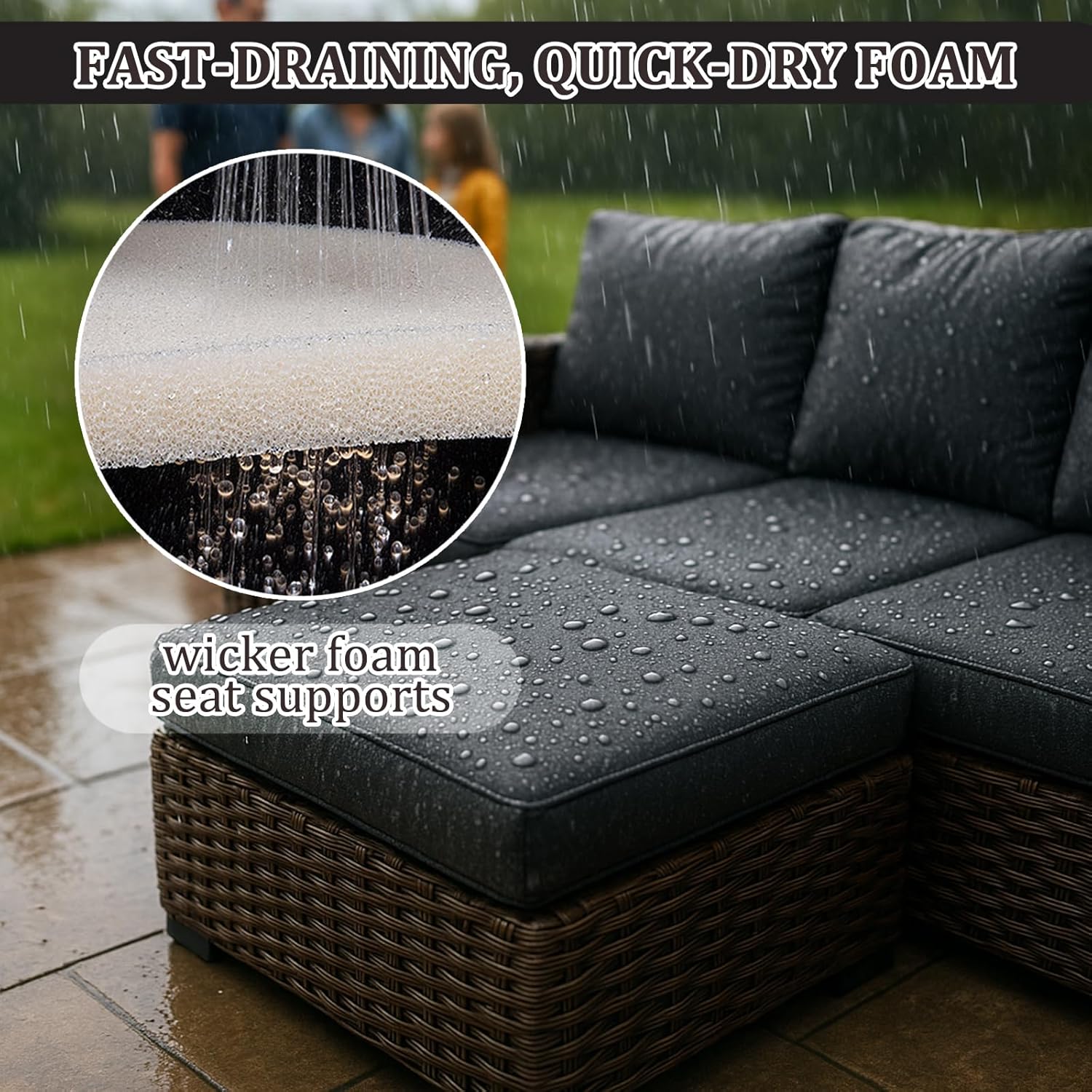 HAVARGO Couch Cushion Support for Outdoor Sagging Seat 20x20x2 Inches Couch Supports for Sagging Cushions, Quick-Drying and High Density Foam Sofa Cushion Support with Anti Slip Mesh Fabric Set of 1