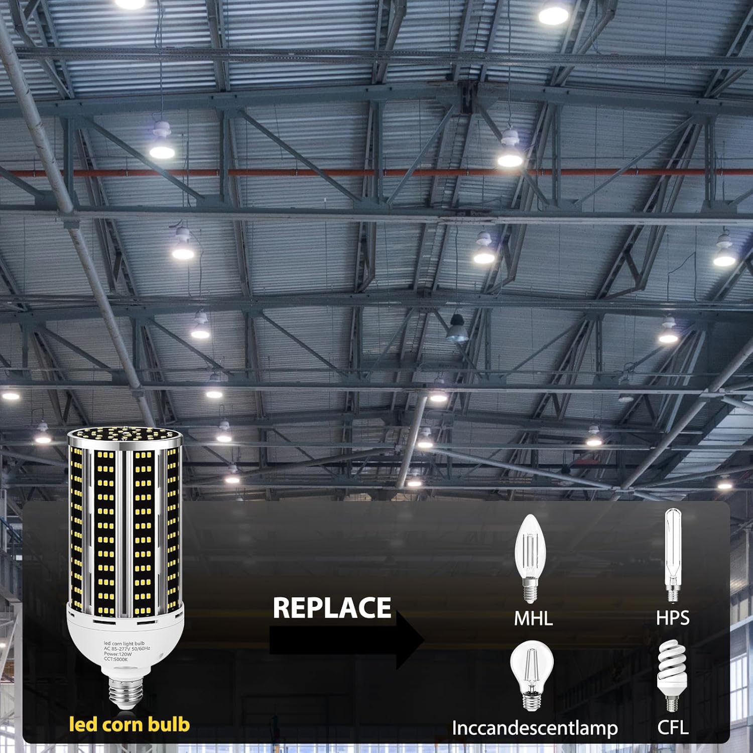 120W 2 pack LED Corn Light Bulb(1200W Equivalent ) ,Commercial Grade DayLight 5000K E26/E39 15900LM Medium Mogul Base LED Lamp,Large Area Lights For Outdoor Indoor Garage Warehouse Factory Bay Light