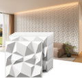 INMOZATA 3D Wall Panels for Interior Wall Decor, 33 Pack 12 x 12 Inch Decorative Wall Panels Diamond 3D Textured Accent Panel for TV, Gaming Living Room, Bedroom Background(White)