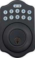 Amazon Basics Keyless Entry Door Lock Deadbolt - Traditional Electronic Keypad (Pack of 6) Matte Black with Key Option