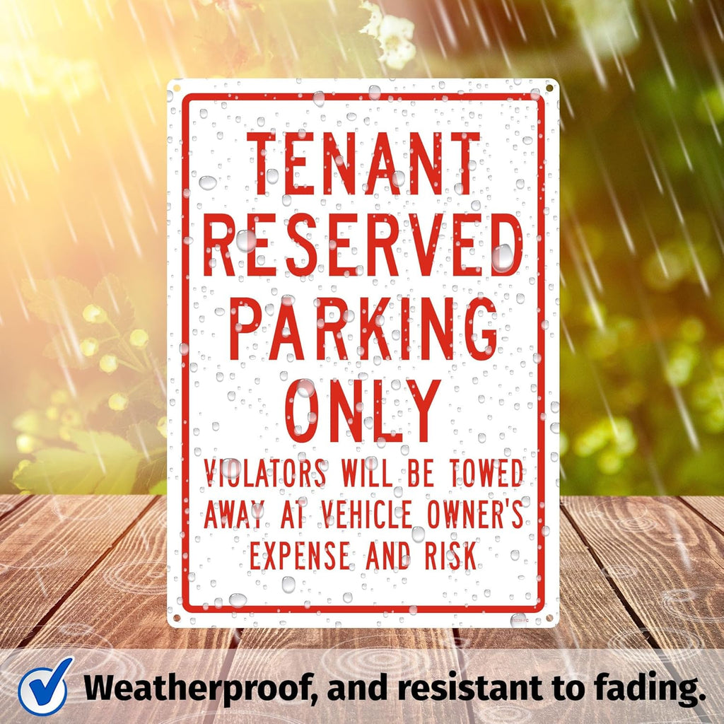 Brimar Tenant Reserved Parking Only Sign 10"x14" - Weatherproof Rust Free Aluminum Warning Sign for Private Property, Parking Lots, Driveways, Yards & Businesses"