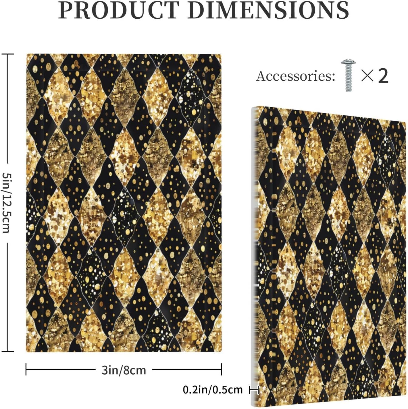 Gold Black Marble Geometric Plaid Glitter Light Switch Cover Plate 1 Gang No Device Blank Decorative Switch Plate Electrical Wall Plates Faceplate for Bedroom Bathroom Decor