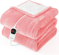 Homemate Electric Heated Blanket Full - 72"x84" Heating Bed Blankets Throw with 10 Heating Levels 8 Hours Auto Off Fast Heating Over-Heated Protection Ultra Soft Warm Flannel ETL Certified Pink