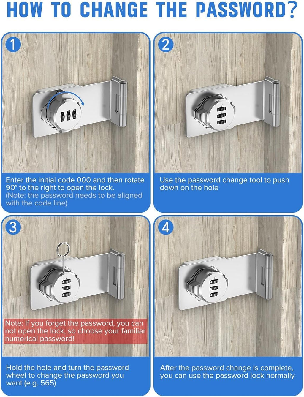 Cabinet Password Hasp Locks, 90 Degree Barn Door Lock, Household Security Combination Latch Lock for Locker, Fence, Bathroom, Outdoor, Garden (Silver-2PCS)