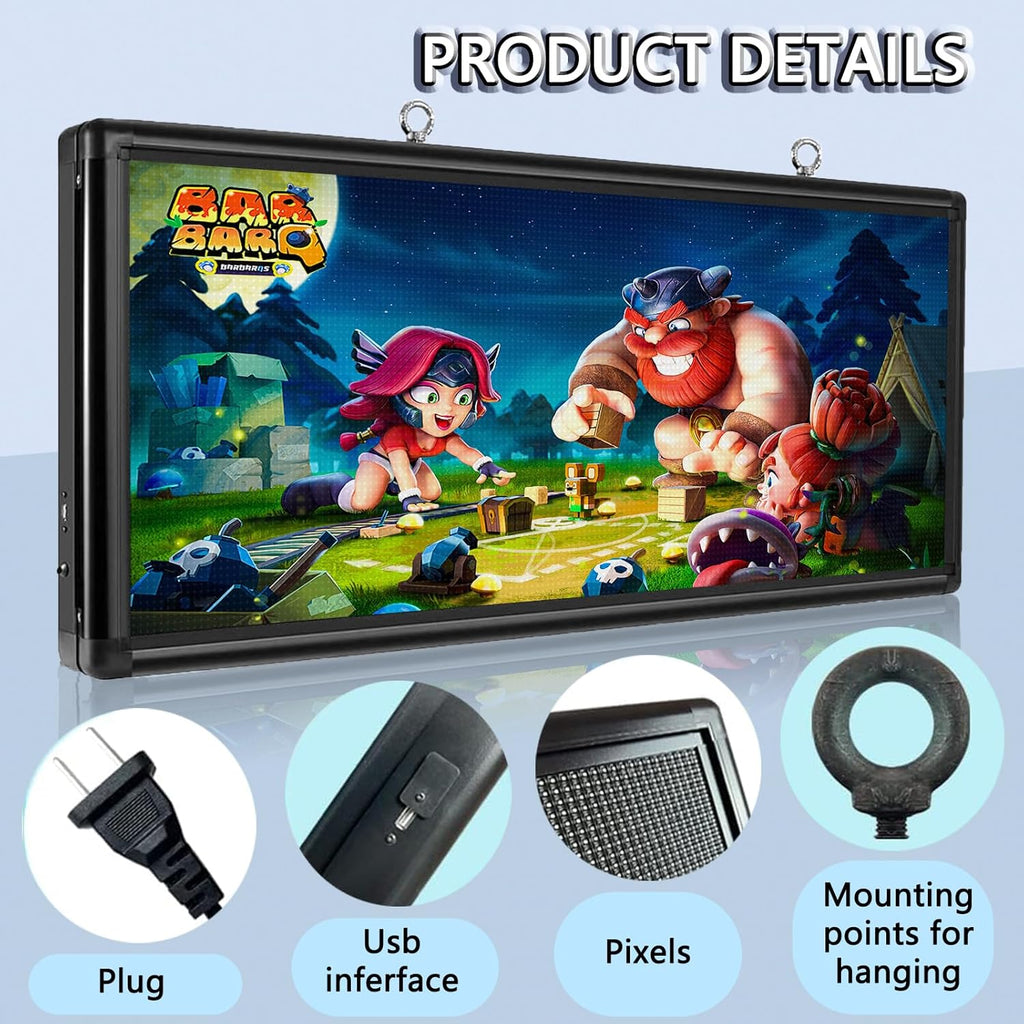 MNY Outdoor Scrolling Led Sign WIFI Programmable P6 40’’x18’’,High Brightness LED Digital Display Sign Custom Banner for Businesses Advertising,Support Scrolling Texts, Images and Video