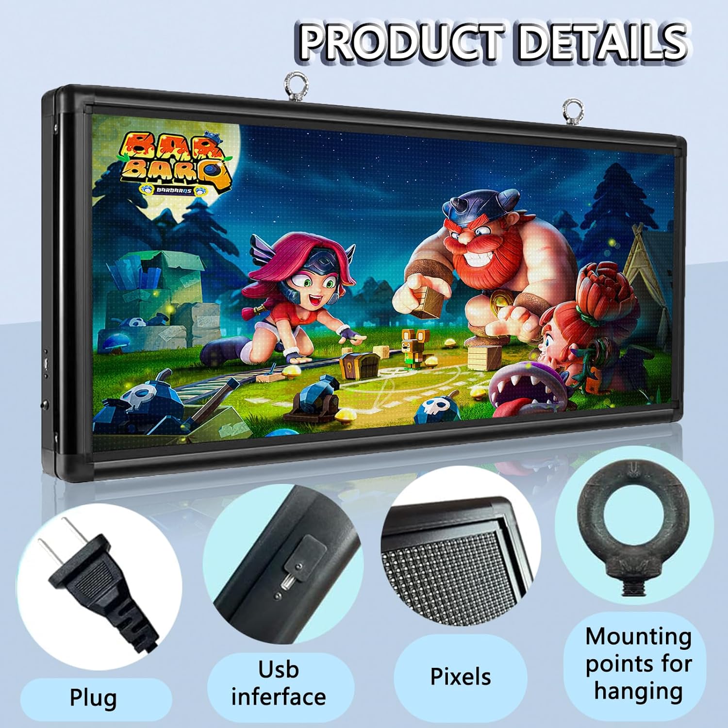 MNY Outdoor Scrolling Led Sign WIFI Programmable P6 40’’x18’’,High Brightness LED Digital Display Sign Custom Banner for Businesses Advertising,Support Scrolling Texts, Images and Video