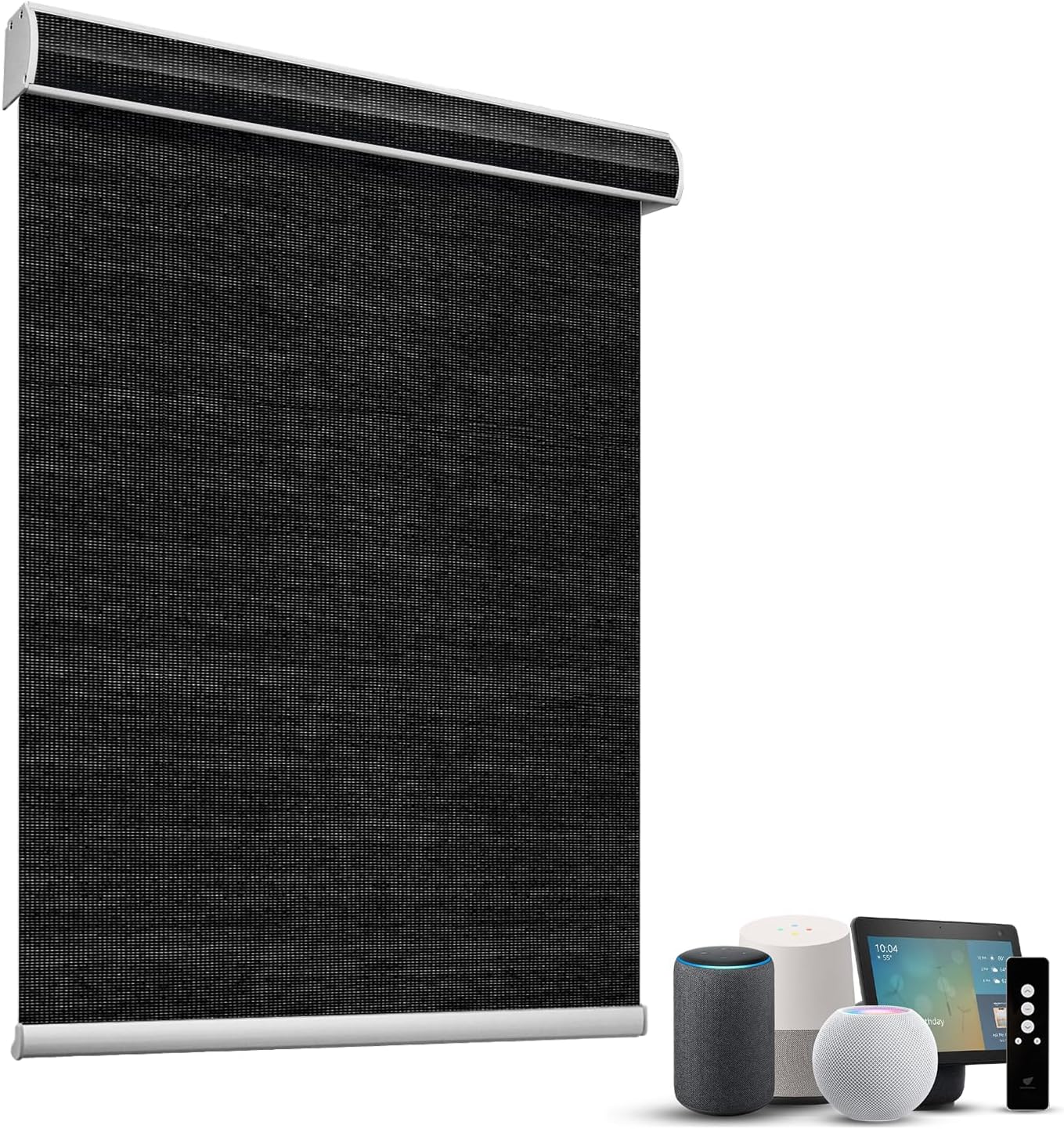 SmartWings Motorized Light Filtering Shades, 50% Blackout PVC Free Smart Blinds, Custom Size, Rechargeable Battery, Works with Matter/Apple HomeKit, Alexa, Thread/Zigbee, Remote Optional, 50% Black