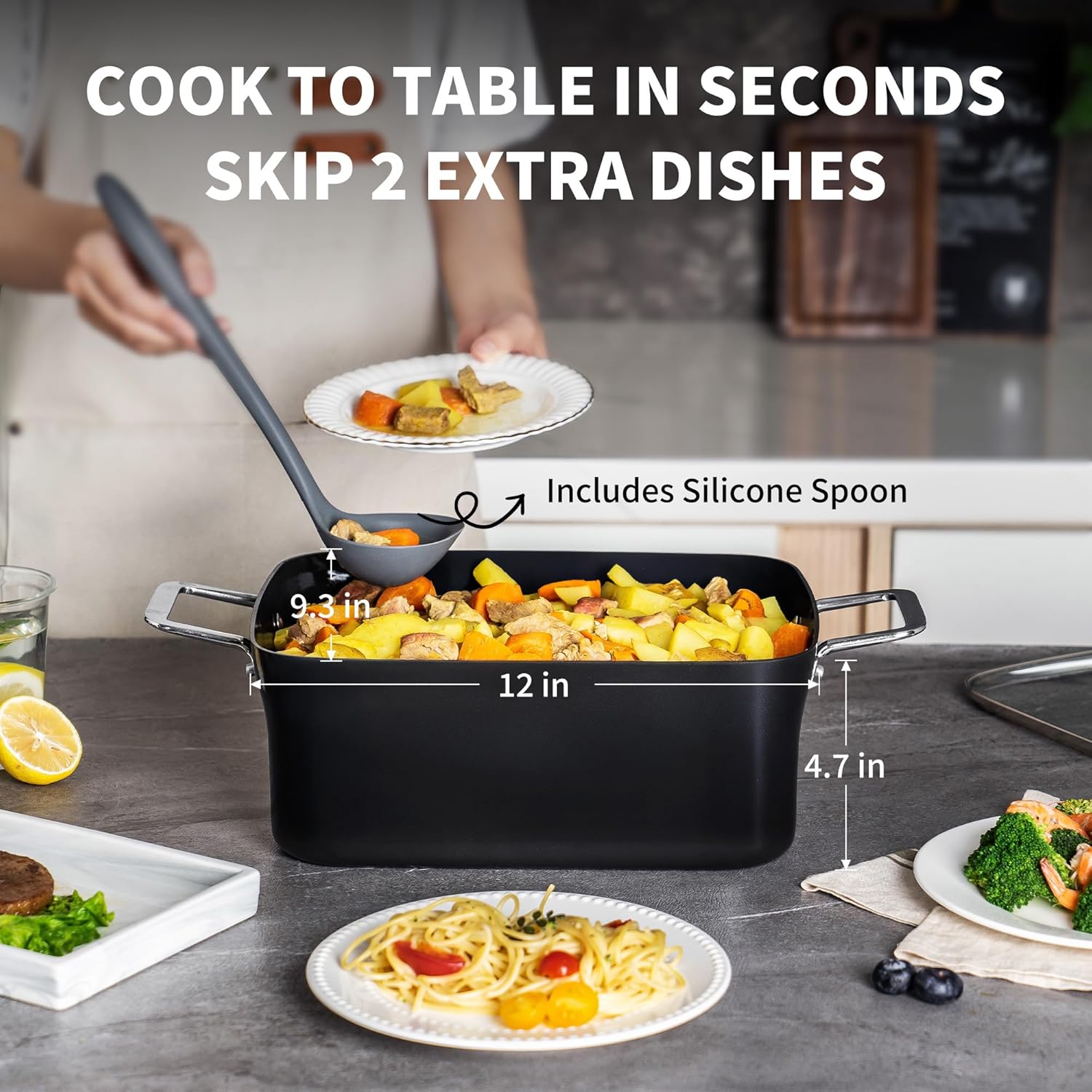 Slow Cooker 7 Quart | Programmable Multi-Cooker PFOA-Free Ceramic Coating, Steamer, Sear sauté, Warm Function (Includes Silicone Spoon)