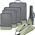 BAGAIL 4 Set/6 Set/8 Set Compression Packing Cubes Travel Accessories Expandable Packing Organizers (Half Mesh, 6-Matcha Green)