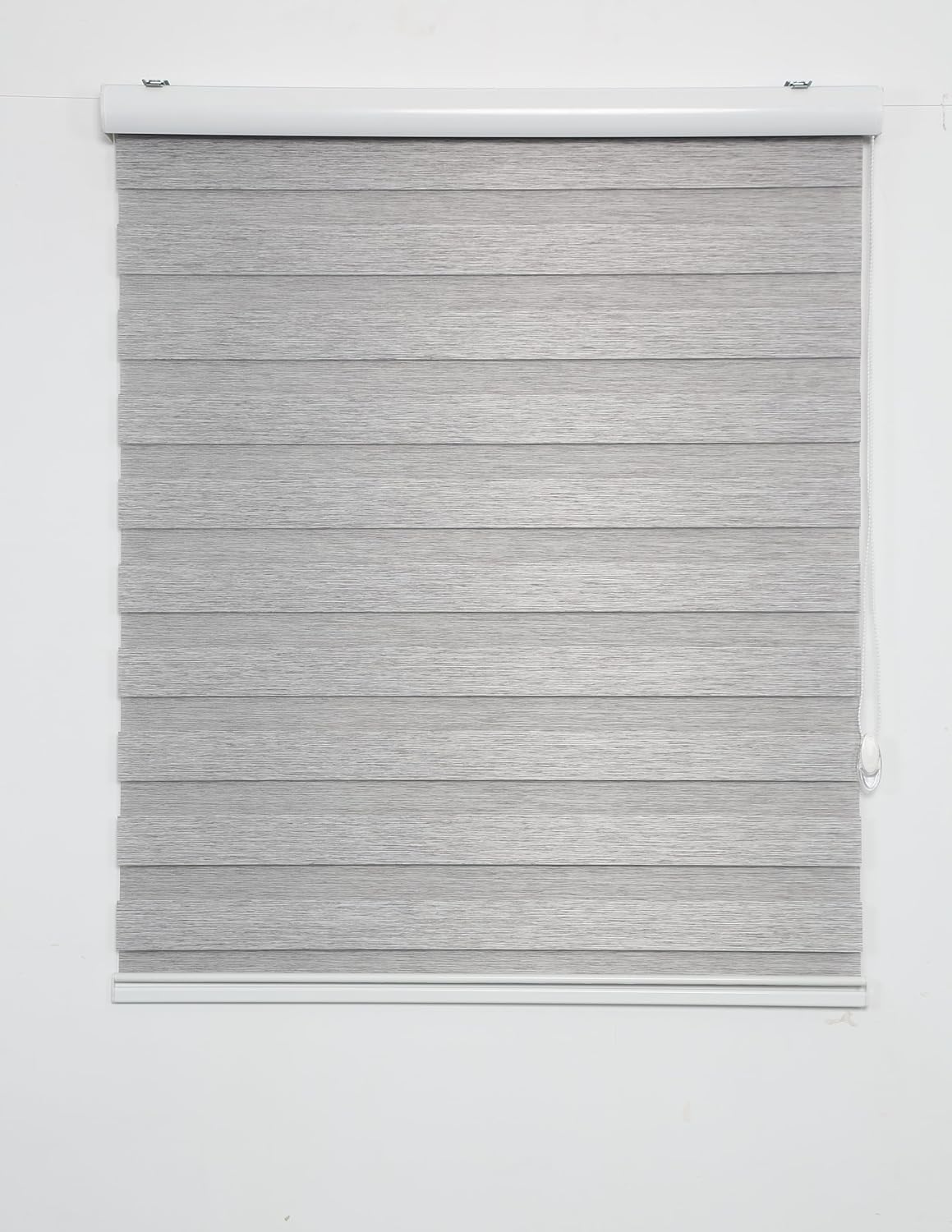 Shadesu Custom Size Zebra Blinds for Windows, 64" W x 72 H, Grey, Dual Layer Free-Stop Zebra Shades, Light Control for Day and Night, Sheer Blinds for Indoor Windows, Bedroom, Kitchen