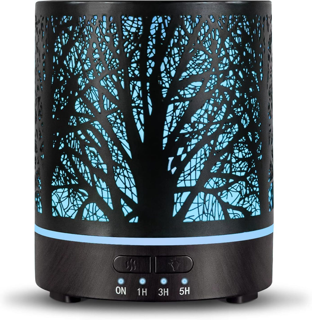 Essential Oil Diffuser Aromatherapy Diffuser -300ml Metal Electric Ultrasonic Cool Mist Oil Diffuser for Large Room with Auto Shut-Off Protection, 4 Timer Setting &7 Colors Night Light for Home Office