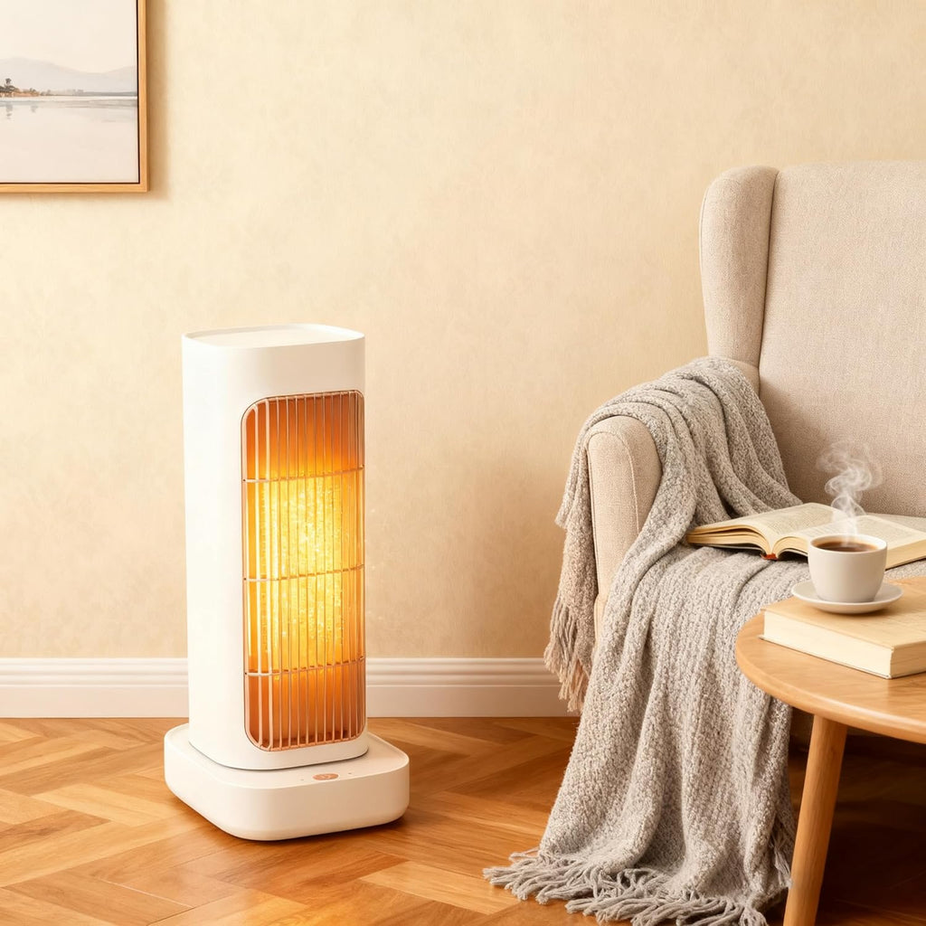 Space Heater, Small Electric Space Heaters with 90° Oscillation, Portable Space Heaters for Indoor Use, Overheat & Tip Over Protection Room Heater for Bedroom, Living room, Offices, Garage, White