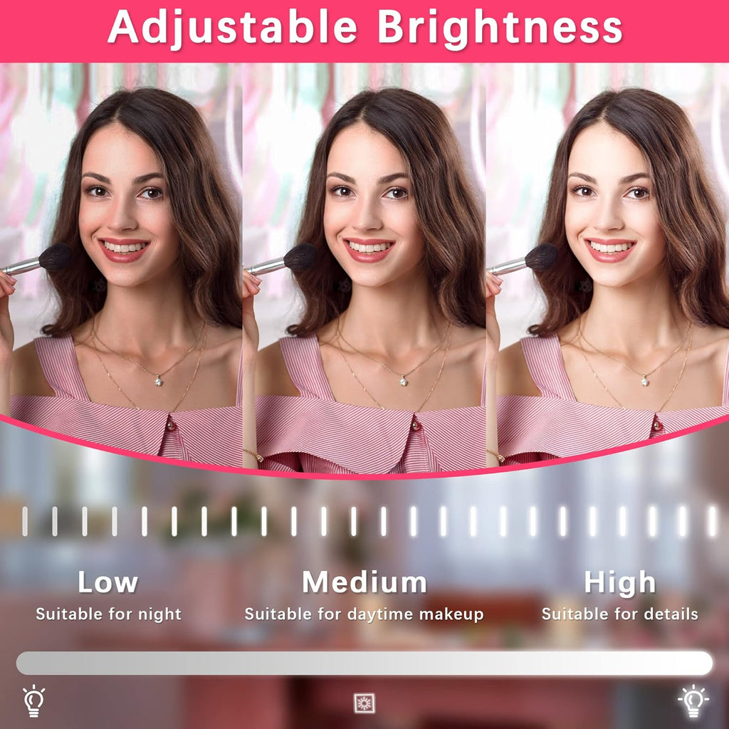 ROLOVE 22x17 Inch Lighted Vanity Mirror with Dimmable LED Lights - 3 Color Modes, Smart Touch Control & 360° Rotating Base - Desk Makeup Mirror (Black)