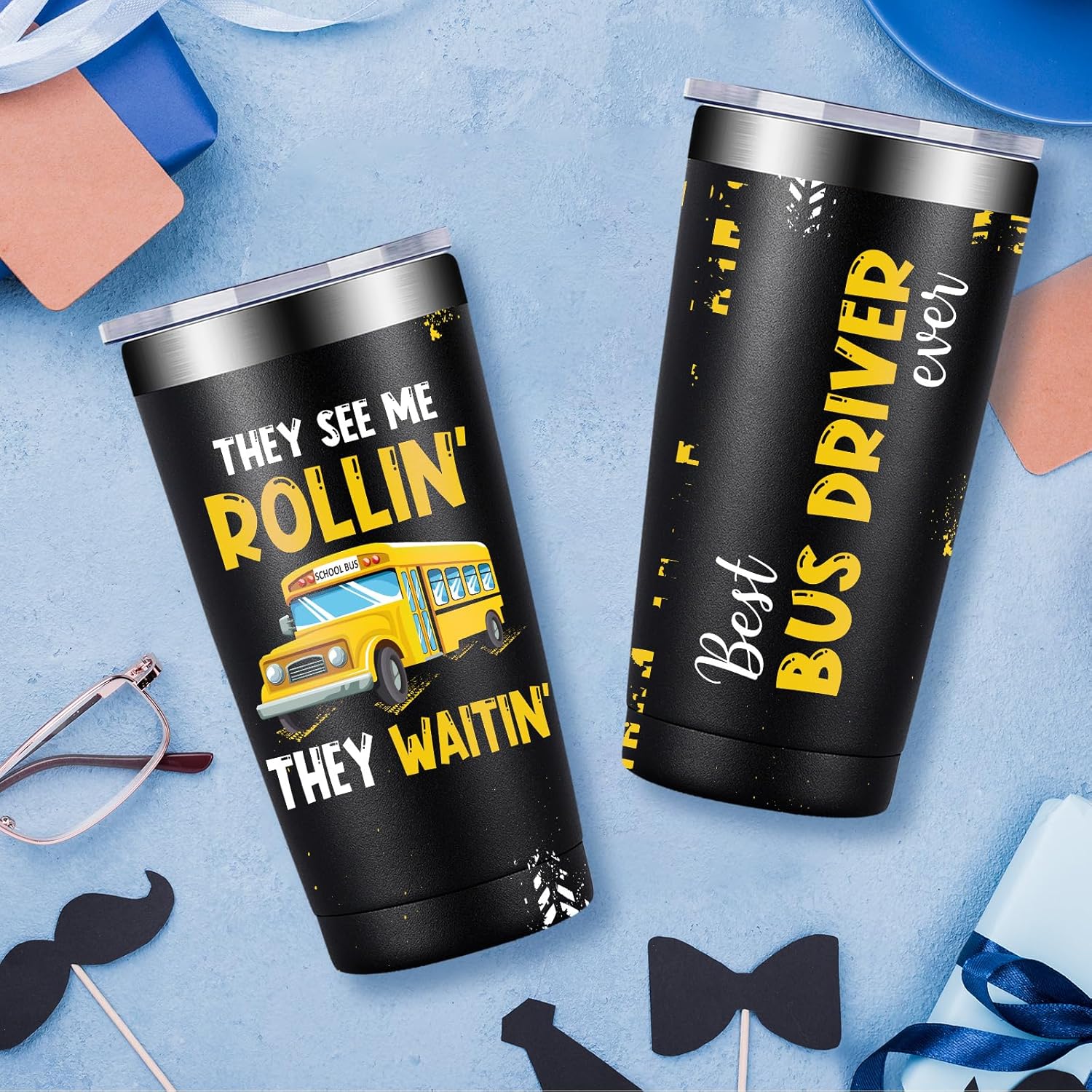 Fufandi Bus Driver Gifts - Bus Driver Christmas Appreciation Gifts for Men Women - School Bus Drivers Gift, Back To School Cup - Tumbler Cup 20oz