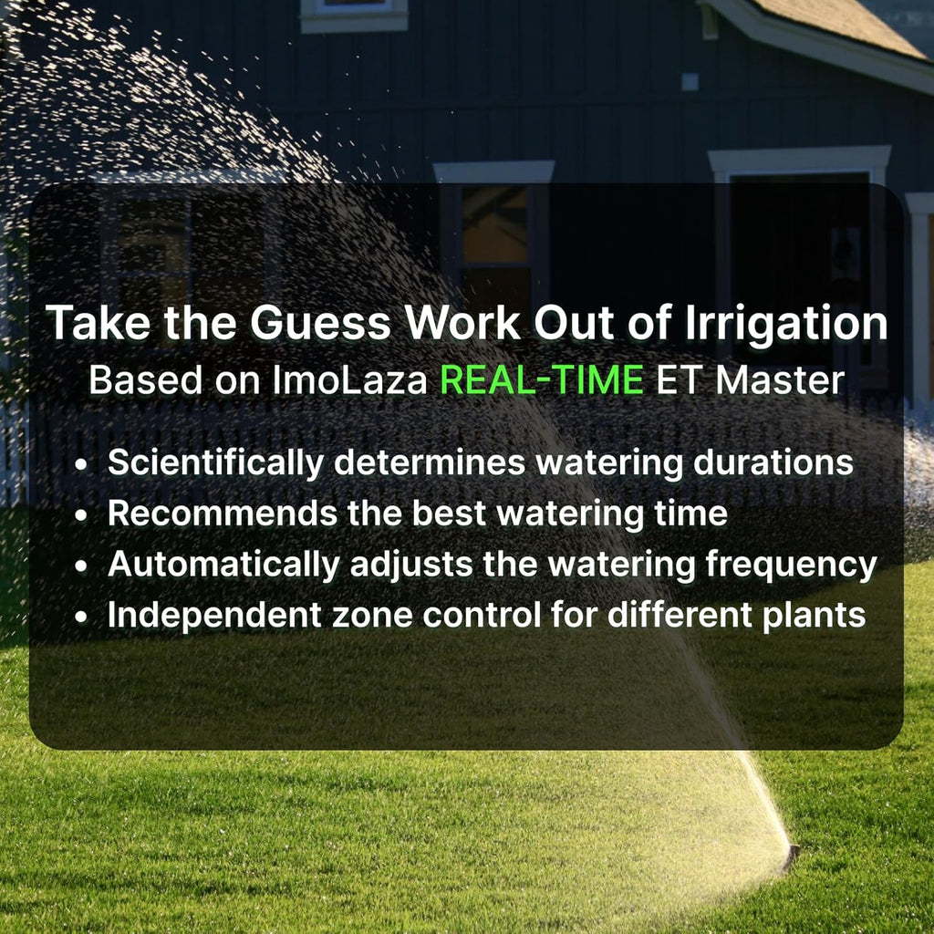 ImoLaza ET Master 4 Gen Smart Sprinkler Controller: Upgraded 6-Zone WiFi Irrigation Controller with Automated Watering, App Control, Smart Weather Skips and Fault Alerts