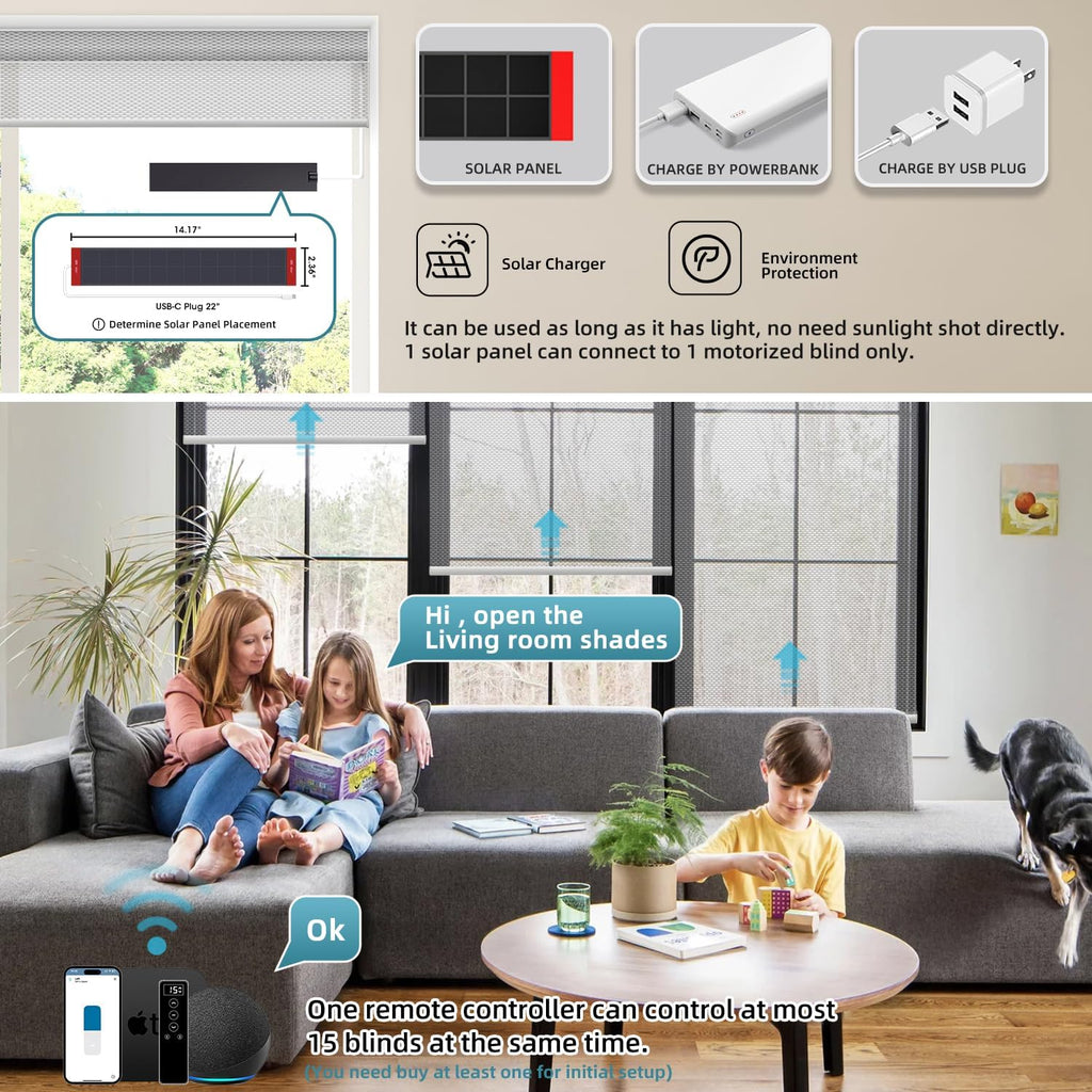 SmartWings Motorized Roller Shades 5% Openness Without Privacy Custom Size, Rechargeable Battery, Works with Matter/Apple HomeKit, Alexa, Thread/Zigbee, Remote Optional, 5% Openness White Grey