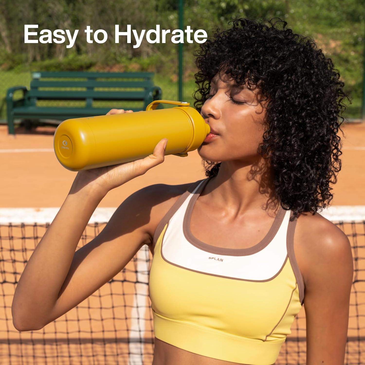 ENCOOL Insulated Water Bottle with Straw Stainless Steel Water Bottle, Leak-Proof, BPA-Free, Double Wall Vacuum Keeps Cold for 24 Hours for Sports, Travel, School (18 oz, Elfin Yellow)