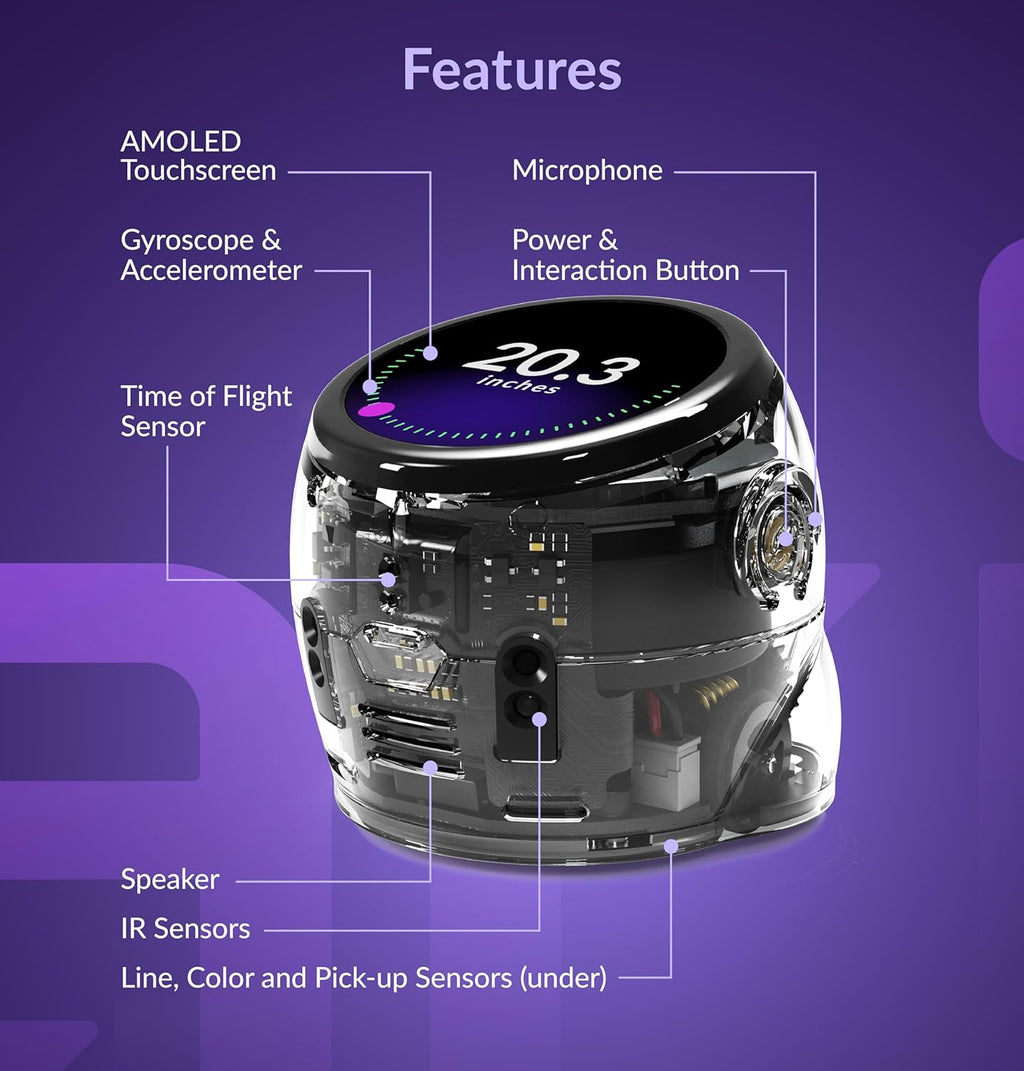 Ozobot Ari Entry Kit | Interactive Learning Robot with Touch Screen, ToF Sensor, Accelerometer, Gyroscope, and AI Integration | Hands-On STEM Education for Classrooms and Homeschool