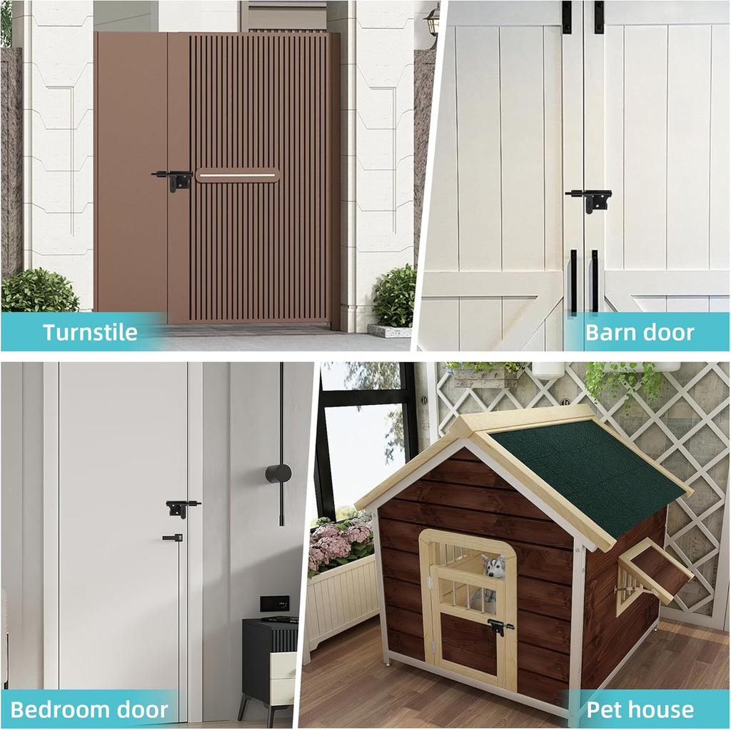 Alise 6 Inch Slide Bolt Gate Latch, Door Lock with Padlock Set, Heavy Duty Stainless Steel Barrel Bolts Safety Door Lock for Wooden Fence, Outdoor Fence,Shed Door Black