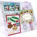GLOBLELAND 4-Tier Clear Acrylic Sticker Display Stand Sticker Display Rack Holder Portable Card Display Rack for Greeting Cards Vendors Retail Business Brochure Postcard