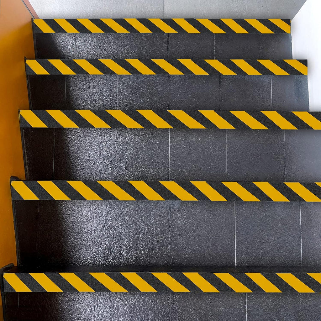 COSIMIXO 1" x 35Ft Black&Yellow Heavy Duty Anti Slip Tape for Stairs Outdoor/Indoor Waterproof Grip Tape Safety Non Skid Roll for Stair Steps Traction Tread Staircases Anti-Slip Strips