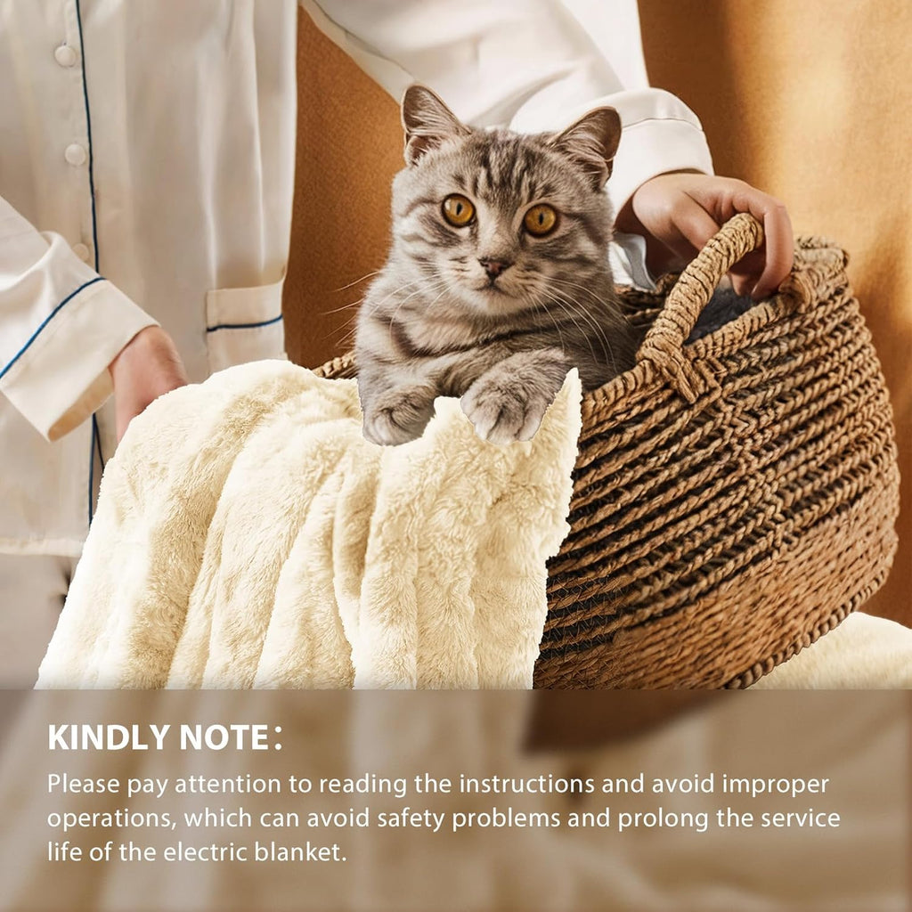 Homemate Electric Heated Blanket Full Size - 72"x84" Heating Blanket Full Size 1/2/4/6/8 Hours Auto-Off 10 Heat Level Over-Heat Protection Luxury Faux Fur Sherpa ETL Certification