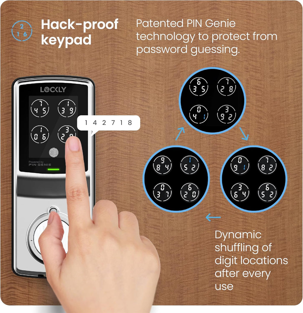 Lockly Smart Lock Model 7S, Bluetooth Smart Door Lock, Keyless Entry with PIN Genie® Digital Keypad, Front Door Lock Deadbolt