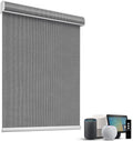 SmartWings Motorized Light Filtering Shades, 50% Blackout PVC Free Smart Blinds, Custom Size, Rechargeable Battery, Works with Matter/Apple HomeKit, Alexa, Thread/Zigbee, Remote Optional, 50% Charcoal