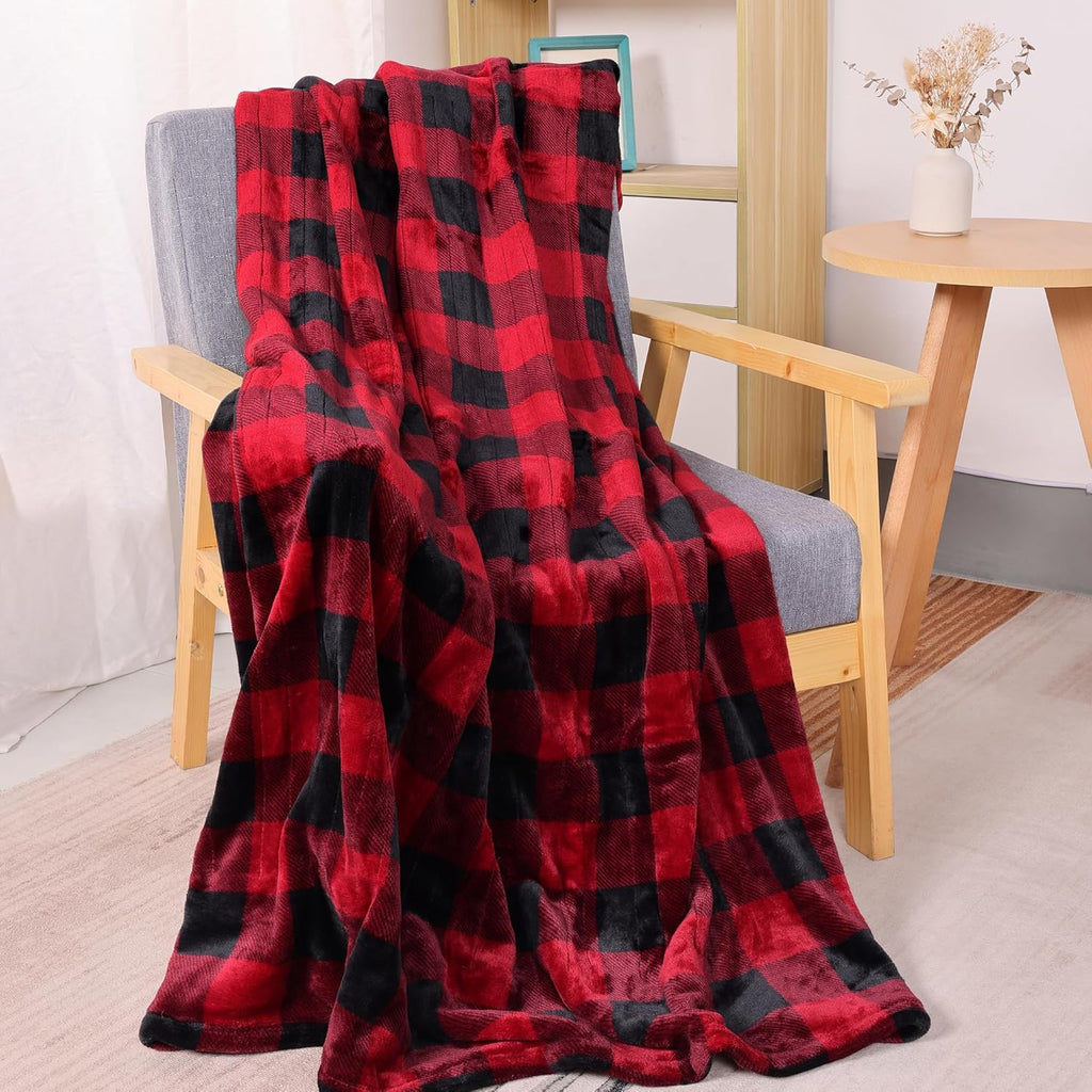 SUNVIVI Heated Blanket 50" x 60", Heating Electric Throw Blanket, 10 Heat Settings, 12 Hours Auto Off, Machine Washable, ETL Certified, Overheating Protection, Black & Red