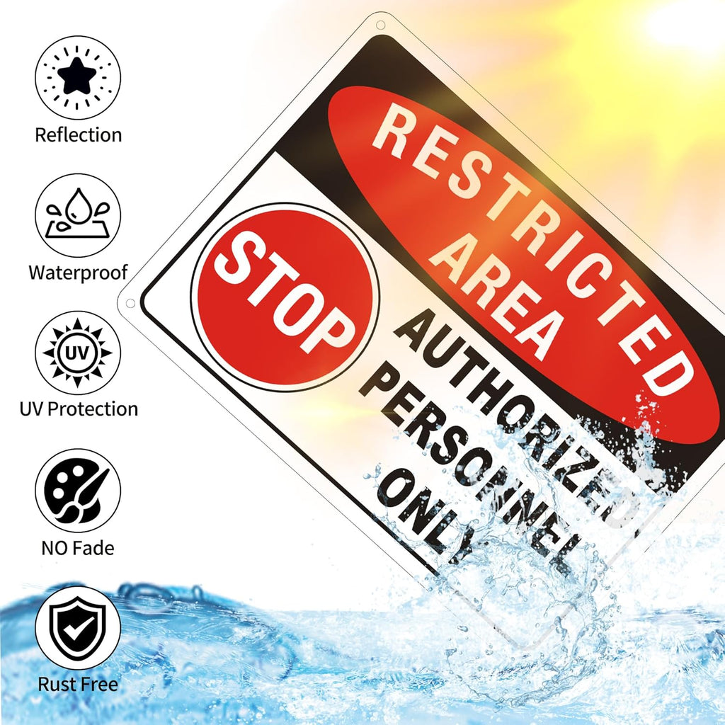(2 Pack) Restricted Area Sign, Authorized Personnel Only Do Not Enter signs, 10 x 7 Inches Aluminum UV Protected Weatherproof and Easy to Install