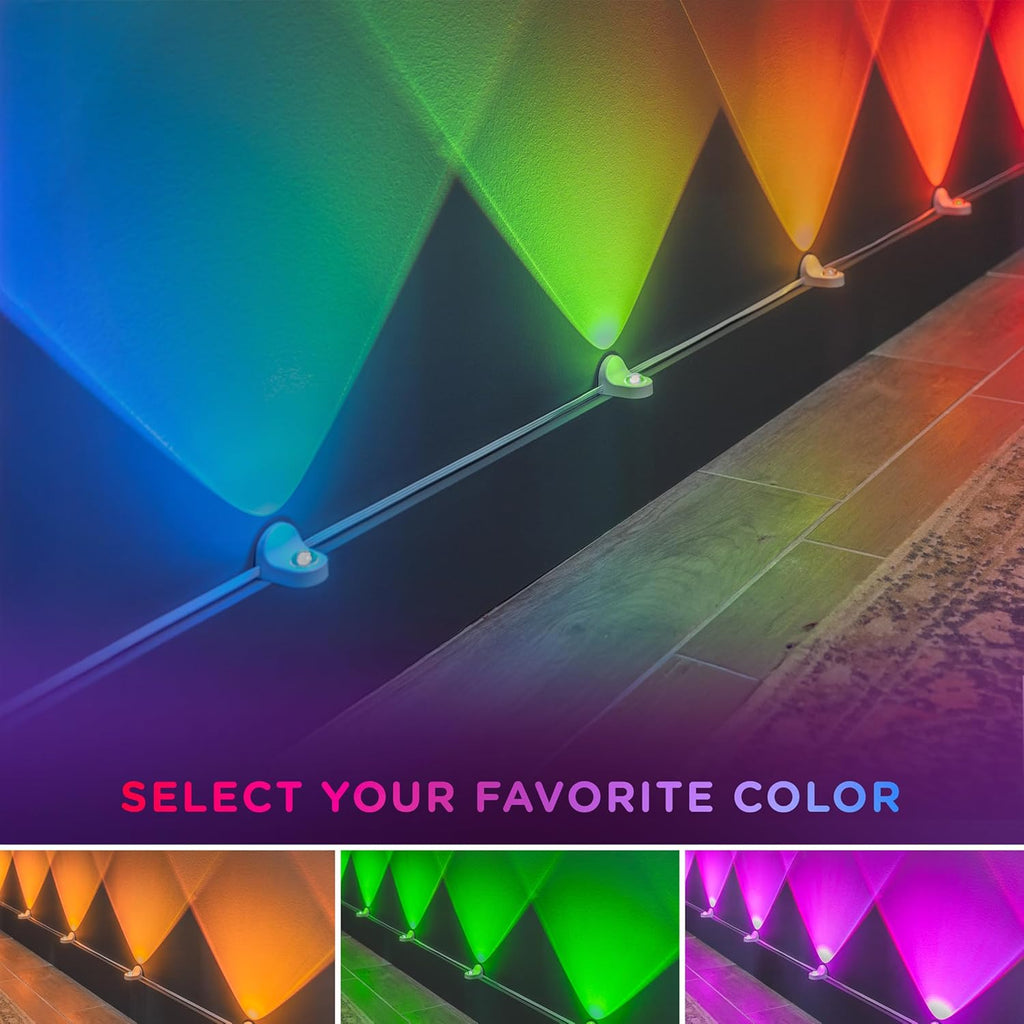 Enbrighten Spectrum Remote Controlled Indoor Accent Wall String Lights, Color Changing LED USB Sconces, 8ft with 6 Lights, RGBWIC, White 84313