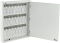Acrimet 24-Key Cabinet with Lock, Wall Mount Wooden Key Organizer, Security Key Storage Box (24 Positions) with Numbered Hooks & Crystal Key Tags – Commercial & Home Use (White)