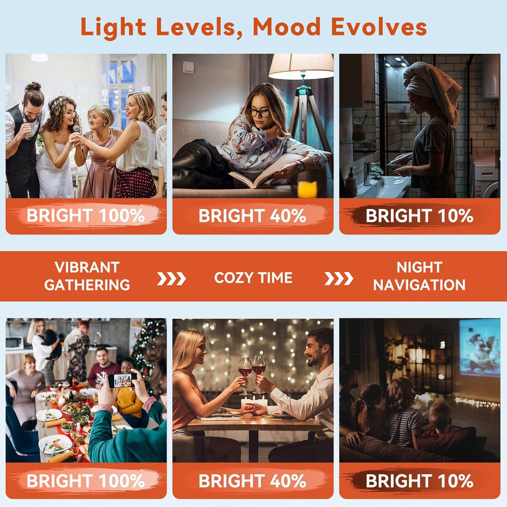 Neporal MagicGlow Rechargeable Light Bulbs with Remote, 3 Colors Shift + Stepless Dimmable Battery Light Bulbs, USB Rechargeable, A19, Up to 24 Hours (3000-6000K, 1, Count)