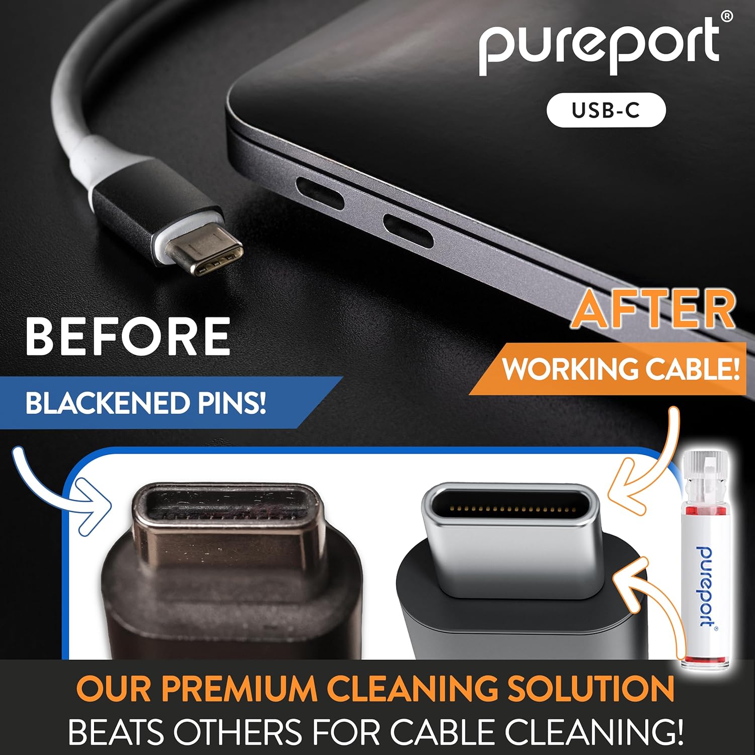 USB-C Multi-Tool Phone Cleaning Kit | Clean Repair & Restore Cell Phone Tablet & Laptop USB C Ports & Cables | Fix Unreliable & Bad Connections | Extend The Life of Your Tech Devices (Black)