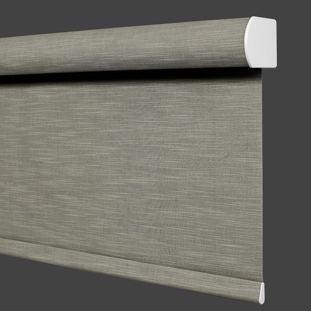 ZSTARR Motorized Blackout Roller Blinds with Remote Control,Rechargeable Smart Window Shades Compatible with Alexa Google via Hub,Fabric Wrapped Valance, Custom Size (Khaki)